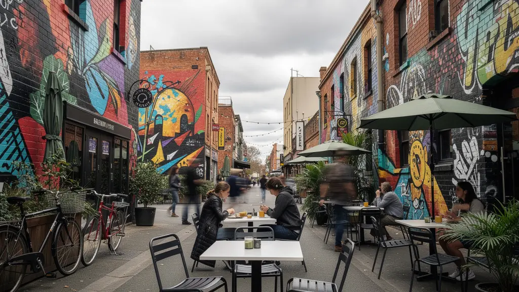 Vue panoramique des ruelles street art de Melbourne pour séjour linguistique culturel